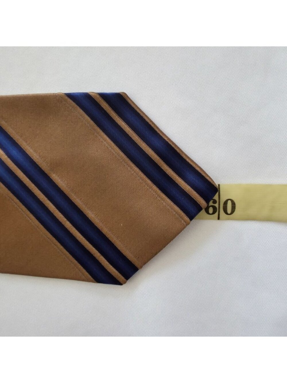Kiton Napoli Bronze-Brown & Blue Striped 100% Silk Tie - Made In Italy - Picture 4 of 4